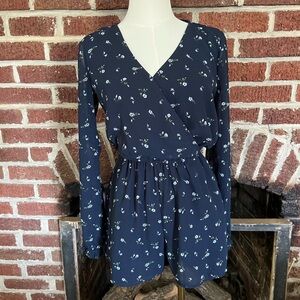 hollister navy floral romper